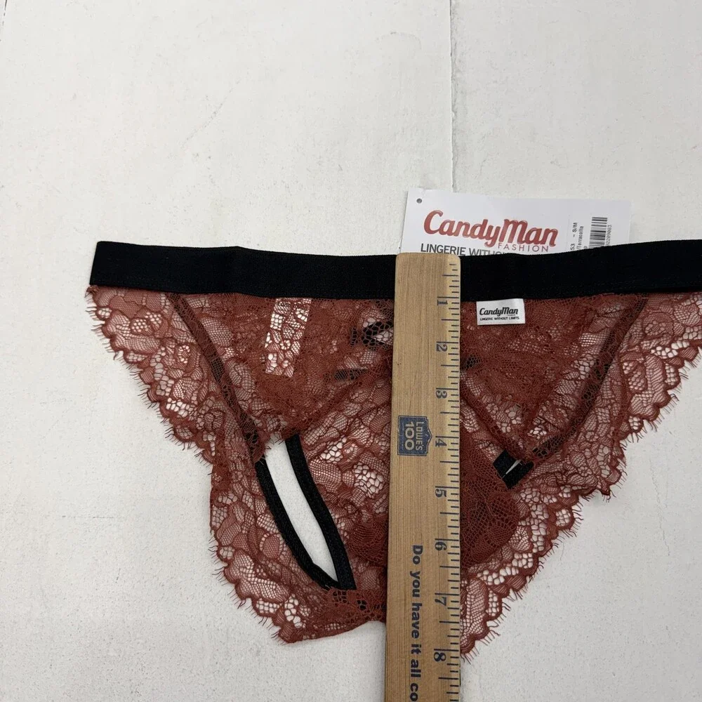 Candyman Jockstrap Mens Small Red Lace Floral Sheer Stretch Underwear 39653